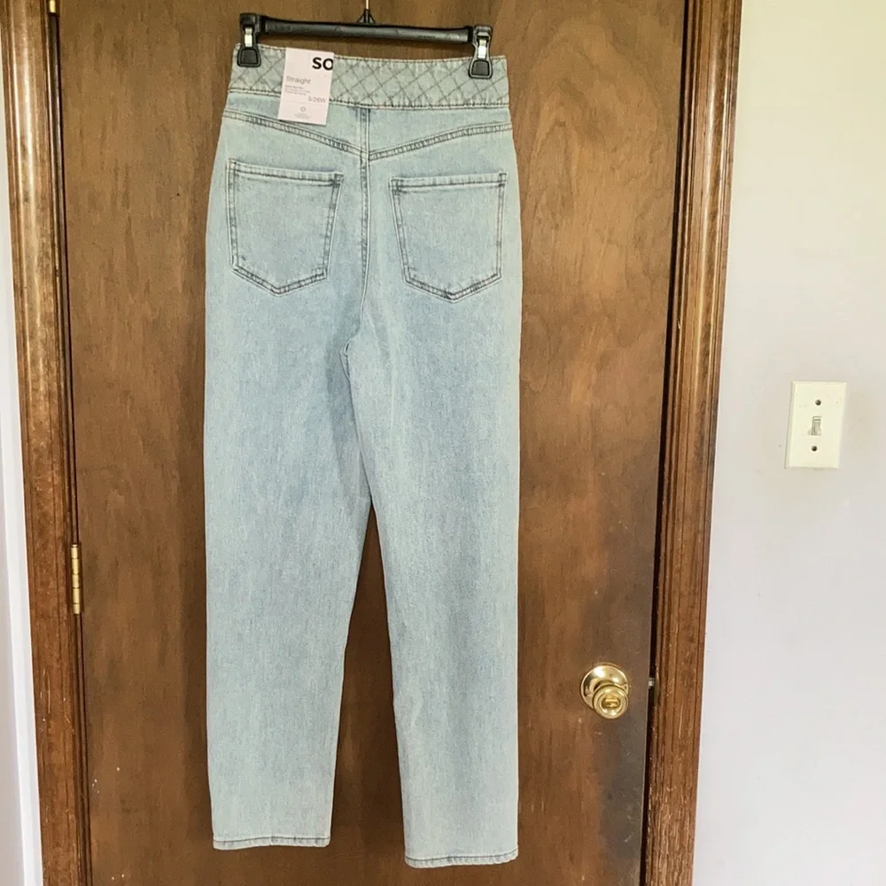 Relisting❌Super highrise straight woven denim jean pant quilted design waistband - Picture 12 of 17